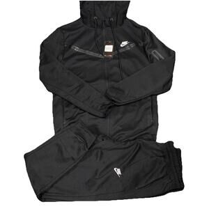 Nike Tech Fleece Set Mens Full Zip Hoodie Jogger Pants 2-piece Set. XL-Black